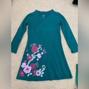 Girls tea collection teal floral v neck wrap dress size 7